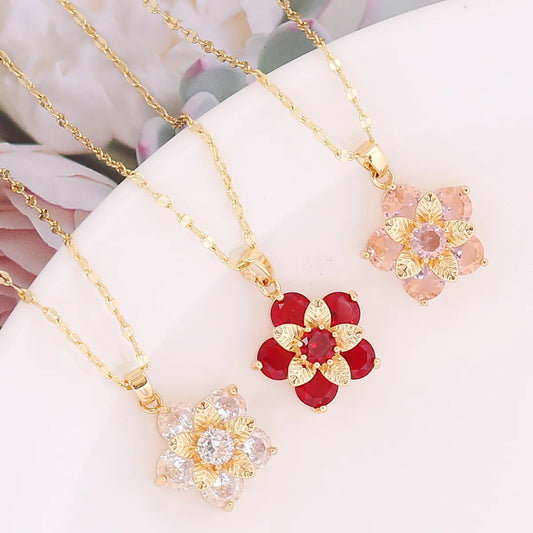 Wholesale New Multi-layer Flower Zircon Copper Necklace Gooddiy