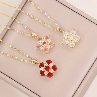 Wholesale New Multi-layer Flower Zircon Copper Necklace Gooddiy