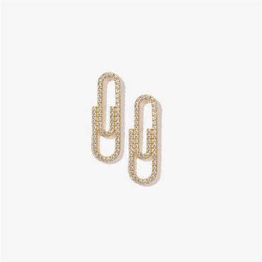 Wholesale New Style Mini Paper Clip Diamond Stud Earrings Nihaojewelry