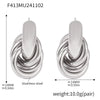 Wholesale Niche Design Light Luxury 316L Stainless Steel 18K Gold Plated Geometric Circle Line Winding Women's Earrings