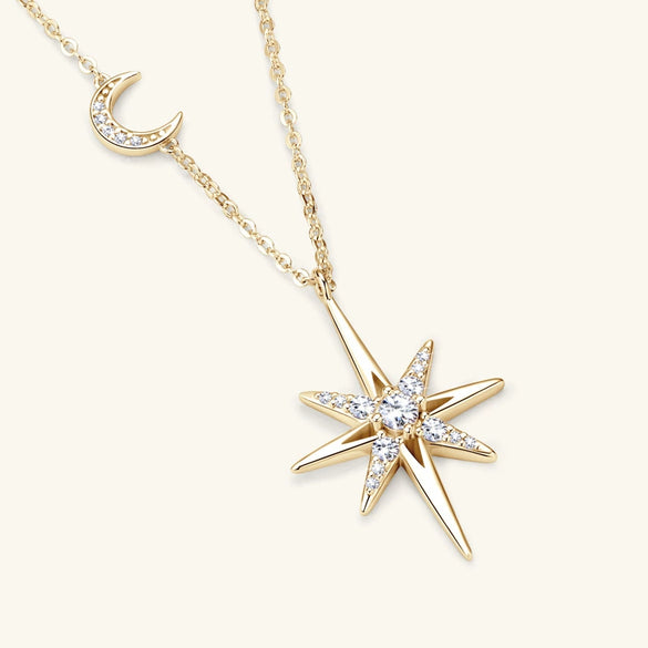 Wholesale Niche Design Star Moissanite S925 Sterling Silver Pendant Necklace With Electroplating And Ochain For Women