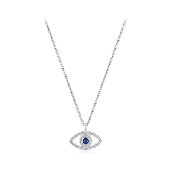 Wholesale Niche Design Women's Microinlaid Devil's Eye 925 Sterling Silver Necklace With Cross Chain