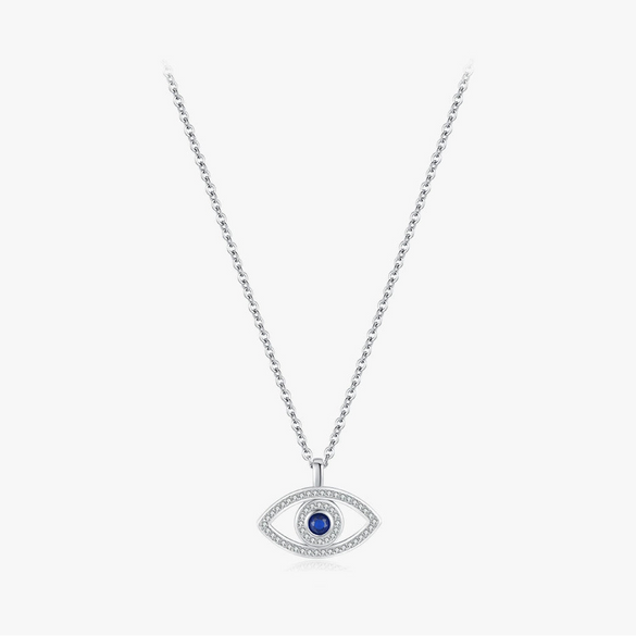 Wholesale Niche Design Women's Microinlaid Devil's Eye 925 Sterling Silver Necklace With Cross Chain