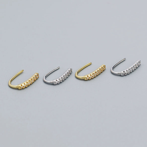 Wholesale Niche Diamond Ear Studs 925 Silver Ins Zircon Geometric Style Electroplated Women's Earrings