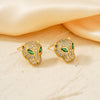 Wholesale Niche Fashion Copper Zircon Glass Earrings With Animal Zodiac Pattern And Electroplating Design