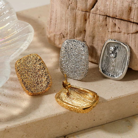 Wholesale Niche Fashion Geometric Arc Surface Frosted Earrings In 304 Stainless Steel With Golden Electroplating