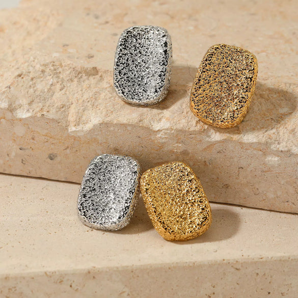 Wholesale Niche Fashion Geometric Arc Surface Frosted Earrings In 304 Stainless Steel With Golden Electroplating