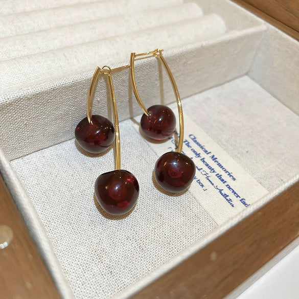 Wholesale Niche Fruit Style Resin And Plastic Silver Electroplated Pin Earrings For Women