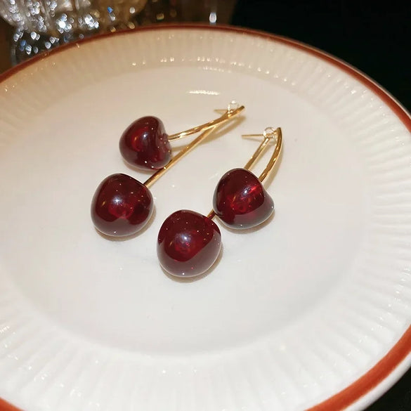 Wholesale Niche Fruit Style Resin And Plastic Silver Electroplated Pin Earrings For Women
