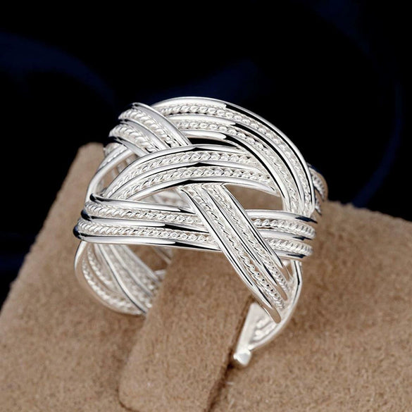 Wholesale Niche Geometric Copper Ring With Electroplating Design
