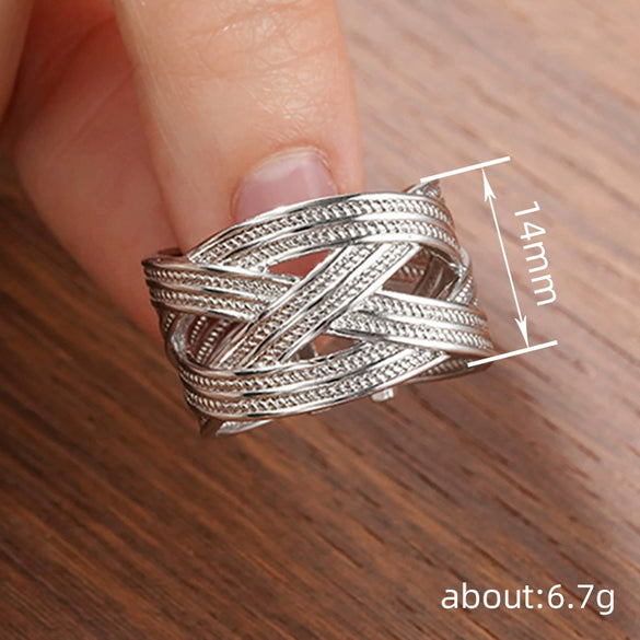 Wholesale Niche Geometric Copper Ring With Electroplating Design
