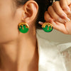 Wholesale Niche Geometric Resin And Titanium Steel Ice Cream Shaped Earrings Plated With 18K Gold