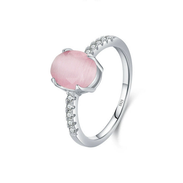 Wholesale Niche Geometric S925 Sterling Silver Inlaid Cat's Eye Ring For Women