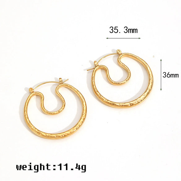 Wholesale Niche Geometric Stainless Steel Earrings 18K Gold Plated
