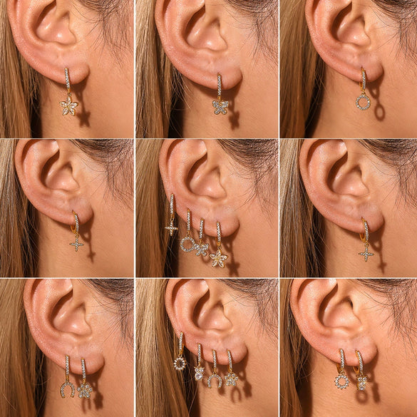 Wholesale Niche Geometric 316L Stainless Steel Zircon Handmade Electroplated Earrings Jewelry