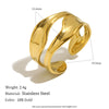 Wholesale Niche Geometric Style Stainless Steel 18K Goldplated Wide Hammered Texture Open Ring For Women