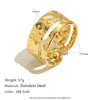 Wholesale Niche Geometric Style Stainless Steel 18K Goldplated Wide Hammered Texture Open Ring For Women