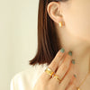 Wholesale Niche Geometric Titanium Steel Electroplated 18K Gold Mini Jewelry Set Of Necklace And Earrings