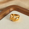Wholesale Niche Geometric Twisted Design Titanium Steel Goldplated Unisex Ring
