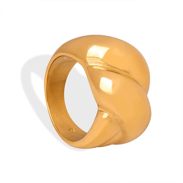 Wholesale Niche Geometric Twisted Design Titanium Steel Goldplated Unisex Ring