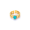 Wholesale Niche Geometric U Shape Titanium Steel Natural Stone Electroplated Open Ring For Women