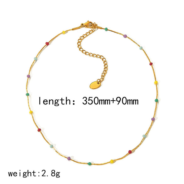 Wholesale Niche Geometric Ushape Titanium Steel 18K Gold Electroplated Women's Beaded Clavicle Necklace