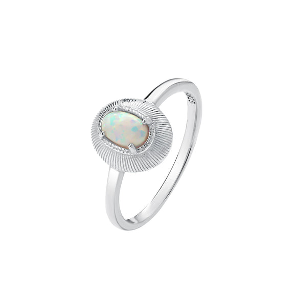 Wholesale Niche Highend Women's Fashion Simple Geometric Oval S925 Sterling Silver Opal Ring And Bracelet With Electroplating