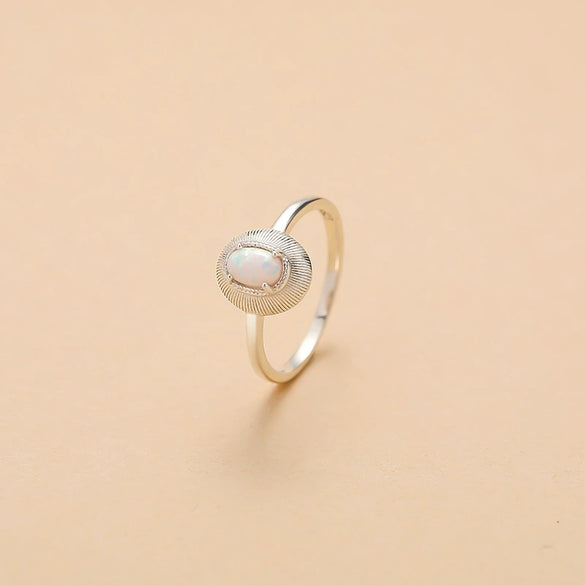 Wholesale Niche Highend Women's Fashion Simple Geometric Oval S925 Sterling Silver Opal Ring And Bracelet With Electroplating