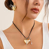 Wholesale Niche Matte Resin Love Bow And Heart Geometric Necklace With Electroplating Treatment For Women