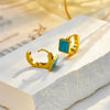 Wholesale Niche Retro Simple Advanced Versatile Square Geometric Turquoise Titanium Steel Women's Earrings With Electroplating