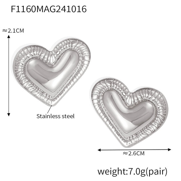Wholesale Niche Stainless Steel Heart Geometric Electroplated Women's Earrings