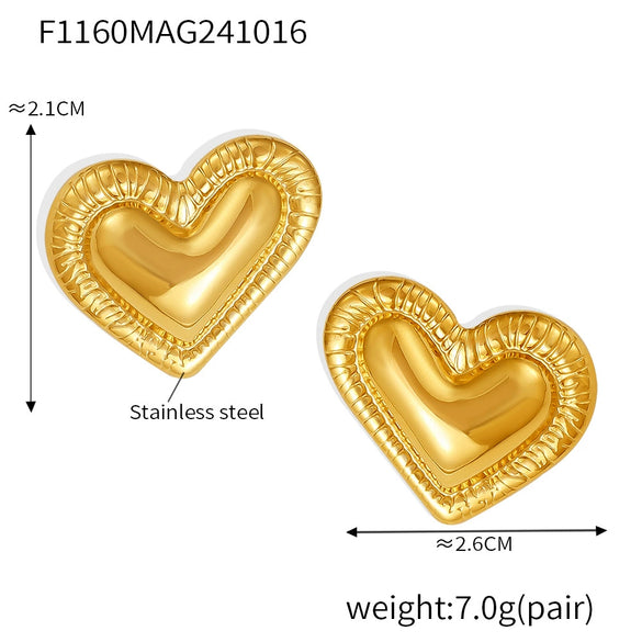 Wholesale Niche Stainless Steel Heart Geometric Electroplated Women's Earrings