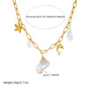 Wholesale Niche Style Animal Inspired Stainless Steel Gold Plated Necklace With Pearl Conch Starfish Dolphin Turtle Elements