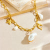 Wholesale Niche Style Animal Inspired Stainless Steel Gold Plated Necklace With Pearl Conch Starfish Dolphin Turtle Elements