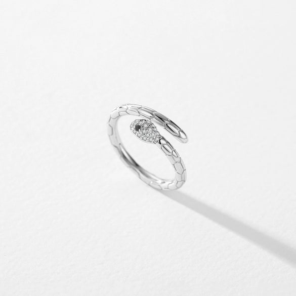 Wholesale Niche Style Animal Snake 925 Sterling Silver Micro Inlaid Adjustable Ring For Women