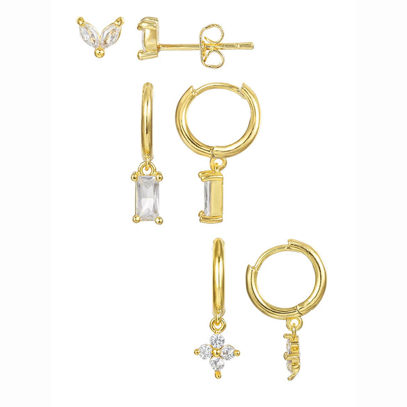 Wholesale Niche Style Copper Earrings With Geometric And Leaf Pattern And Zirconia Design For Women