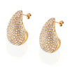 Wholesale Niche Style Drop Shape Titanium Steel 18K Gold Plated Earrings For Women