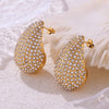 Wholesale Niche Style Drop Shape Titanium Steel 18K Gold Plated Earrings For Women