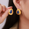 Wholesale Niche Style Geometric Dropshaped Titanium Steel Earrings Electroplated With Gold For Women