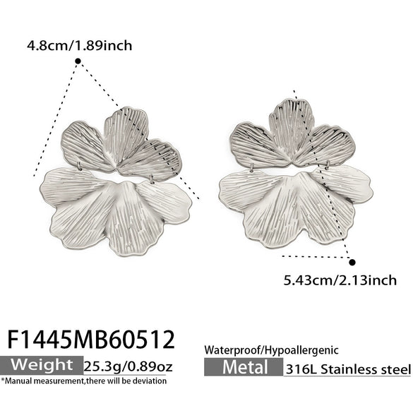 Wholesale Niche Style Geometric Flower Shaped Electroplated Stainless Steel Earrings For Women