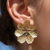 Wholesale Niche Style Geometric Flower Shaped Electroplated Stainless Steel Earrings For Women