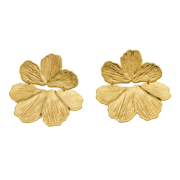 Wholesale Niche Style Geometric Flower Shaped Electroplated Stainless Steel Earrings For Women