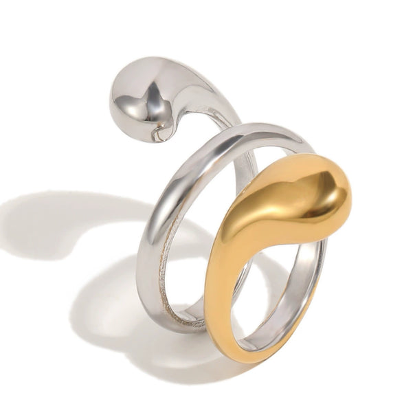 Wholesale Niche Style Geometric Stainless Steel 18K Goldplated Multilayer Snake Ring Jewelry For Women