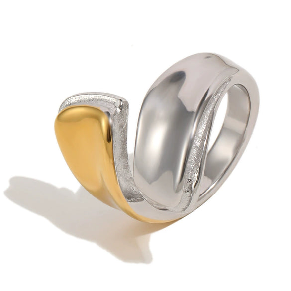 Wholesale Niche Style Geometric Stainless Steel 18K Goldplated Multilayer Snake Ring Jewelry For Women