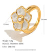 Wholesale Niche Style Stainless Steel 18K Goldplated Enamel Flower Ring For Women