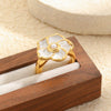 Wholesale Niche Style Stainless Steel 18K Goldplated Enamel Flower Ring For Women