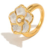 Wholesale Niche Style Stainless Steel 18K Goldplated Enamel Flower Ring For Women