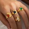 Wholesale Niche Style Titanium Steel Ring With Flower And Geometric Pattern And Electroplating Treatment