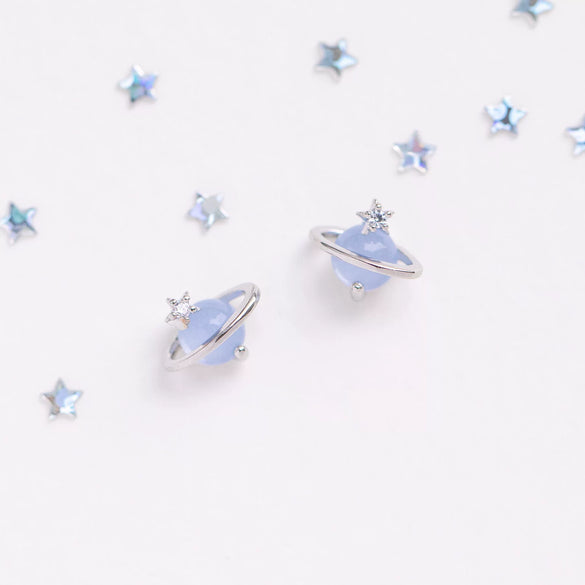 Wholesale Niche Style Women's Earrings With Cat's Eye Stone Star Pattern 925 Silver Needle Brass Inlaid Zircon Real Gold Plating