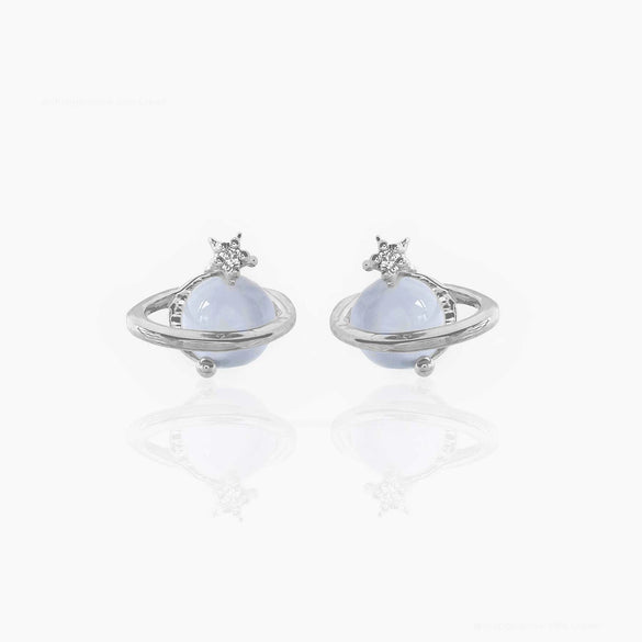 Wholesale Niche Style Women's Earrings With Cat's Eye Stone Star Pattern 925 Silver Needle Brass Inlaid Zircon Real Gold Plating